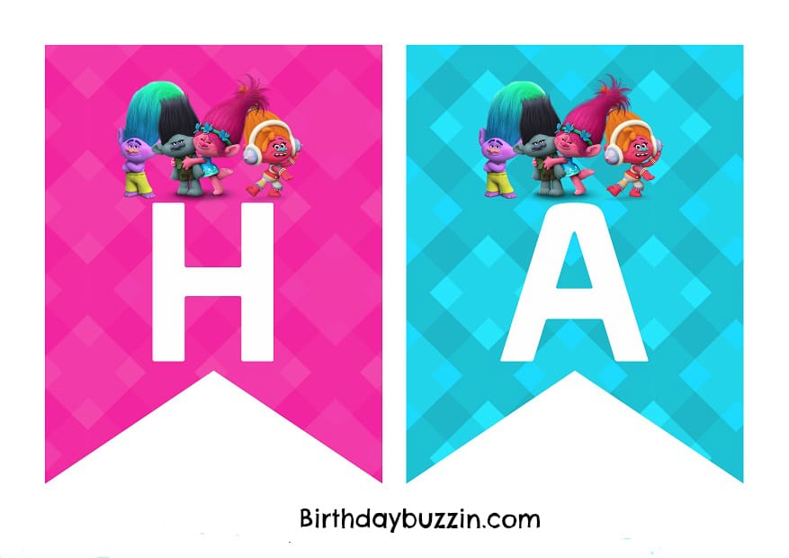 Free Printable Trolls Birthday Banner Birthday Buzzin