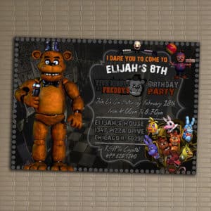 Five nights at Freddy's birthday party invitations 