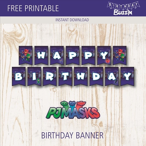 Free Printable PJ Masks Birthday Banner