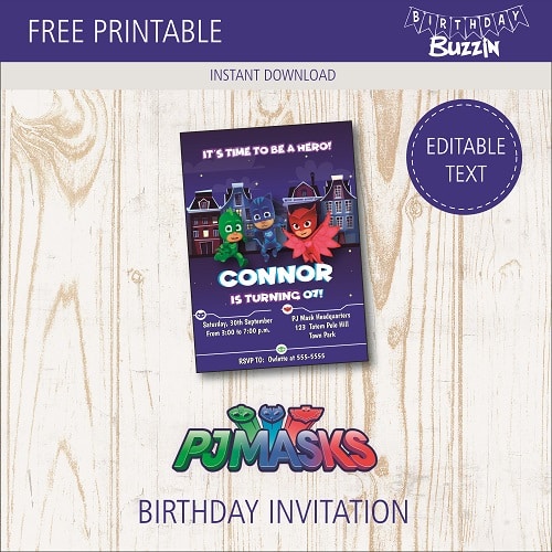 Free Printable PJ Masks Birthday Invitations Birthday Buzzin
