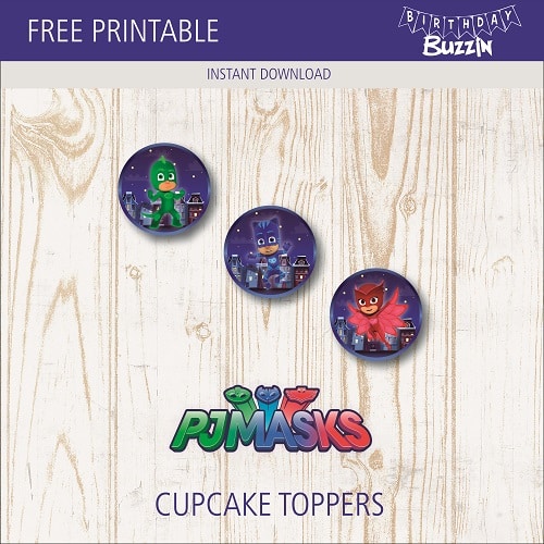 Free Printable PJ Masks Cupcake Toppers