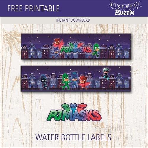 Free Printable PJ Masks Water bottle labels