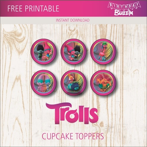 Free Printable Trolls Cupcake Toppers