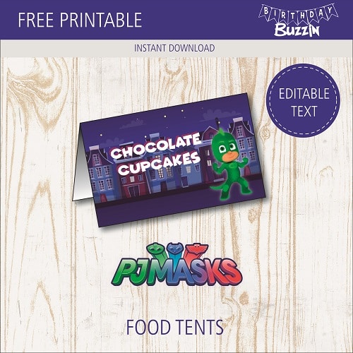 Free printable PJ Masks Food tents