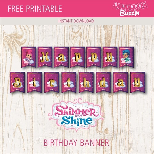 Free printable Shimmer and Shine Birthday Banner