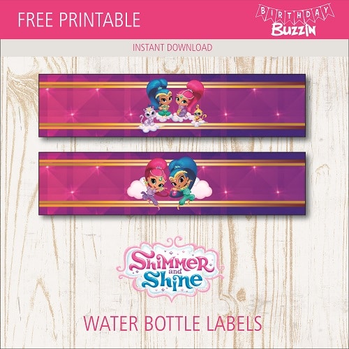 Free printable Shimmer and Shine Water bottle labels