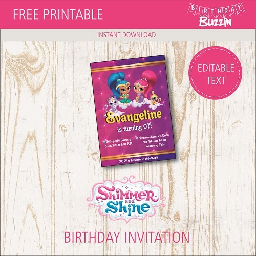 Free printable Shimmer and Shine birthday party Invitations