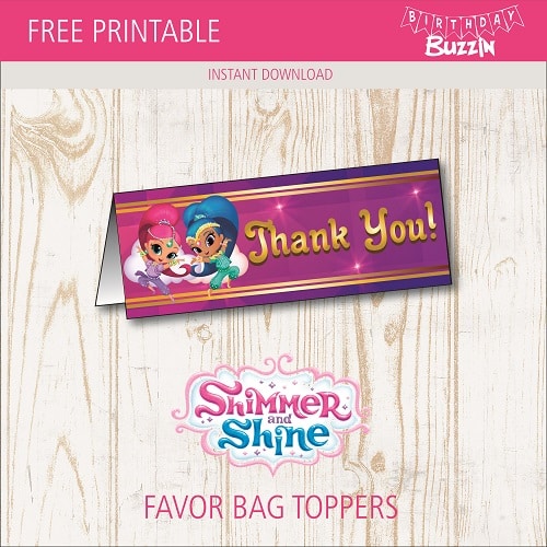 Free printable Shimmer and Shine favor Toppers