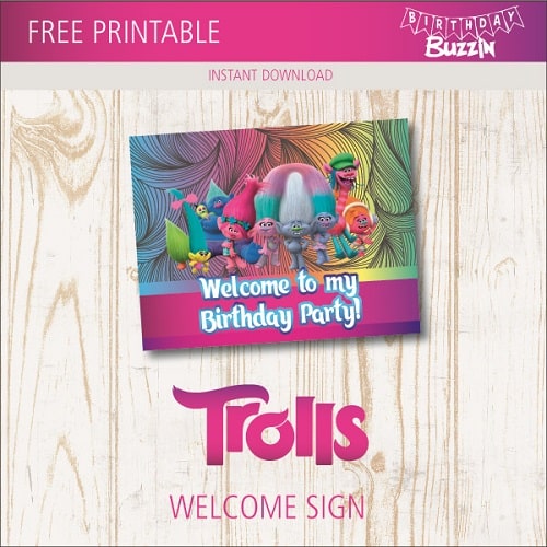 Free printable Trolls Welcome Sign