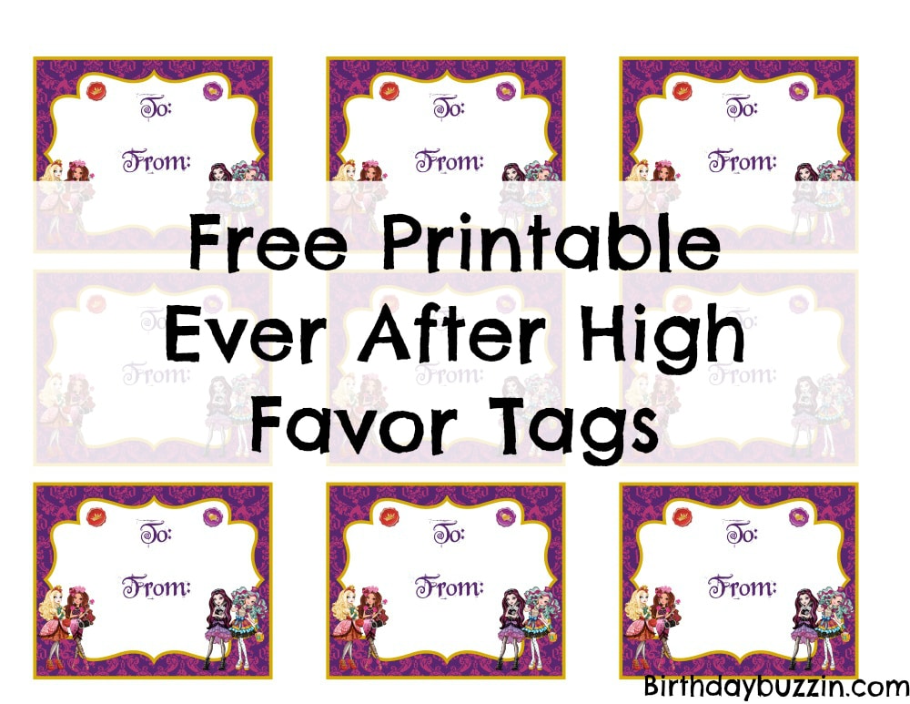 Free Printable Ever After High Favor tags
