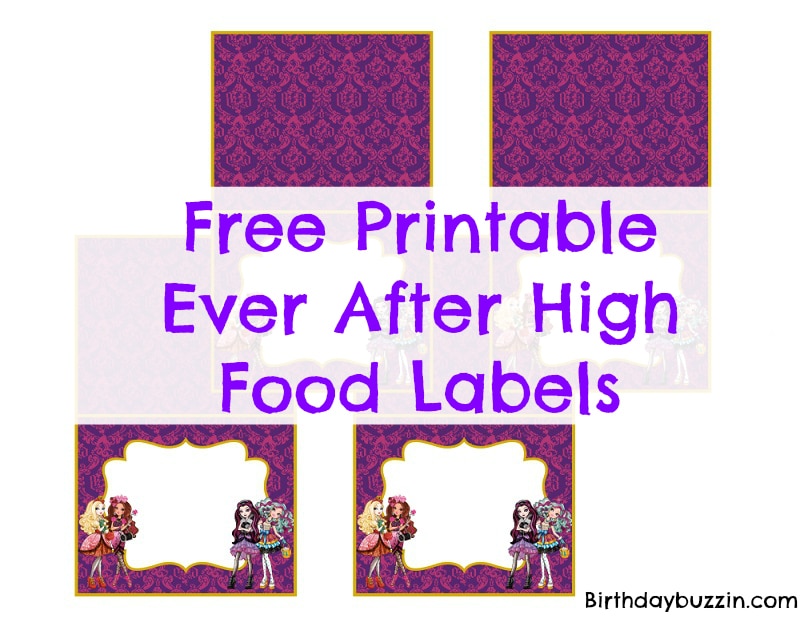 Free Printable Ever After High food labels