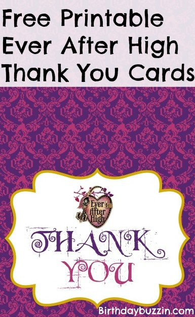 Free Printable Ever After High thank you cards
