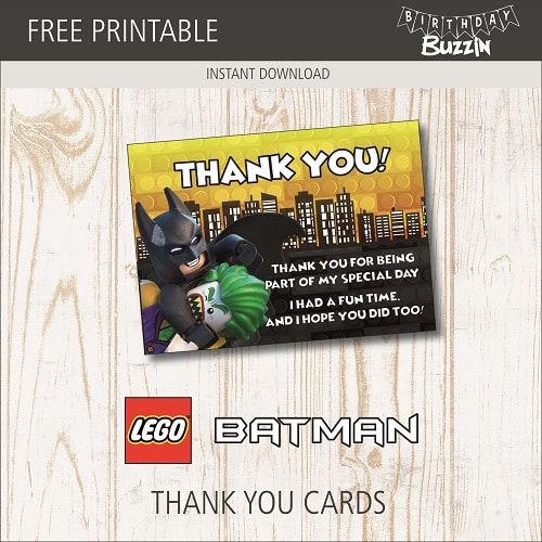 Free Printable Batman Thank You Cards