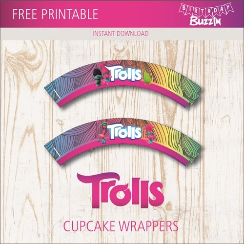 Free Printable Trolls Cupcake Wrappers