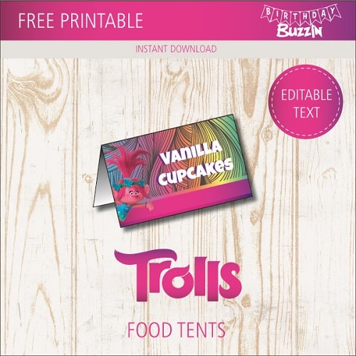 Free Printable Trolls Food tents
