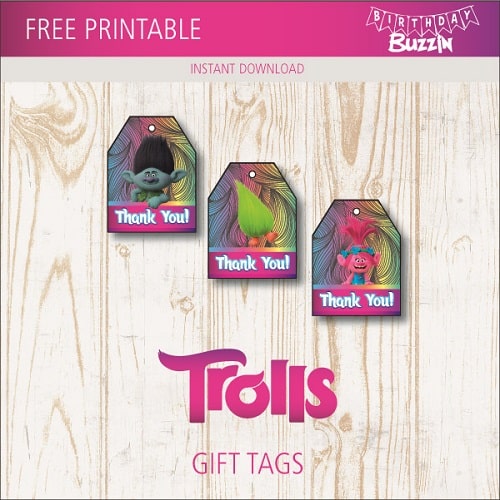 Free Printable Trolls favor Tags