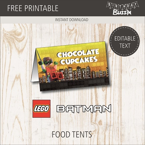Free printable Lego Batman Food labels