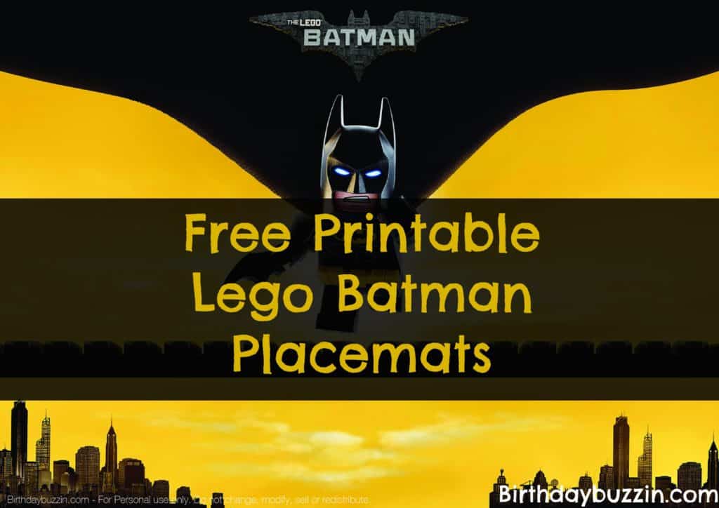 Free printable Lego Batman Place Mats