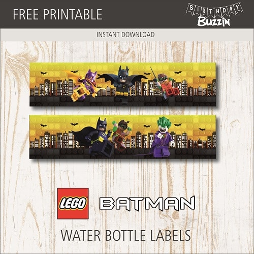Free printable Lego Batman Water bottle labels