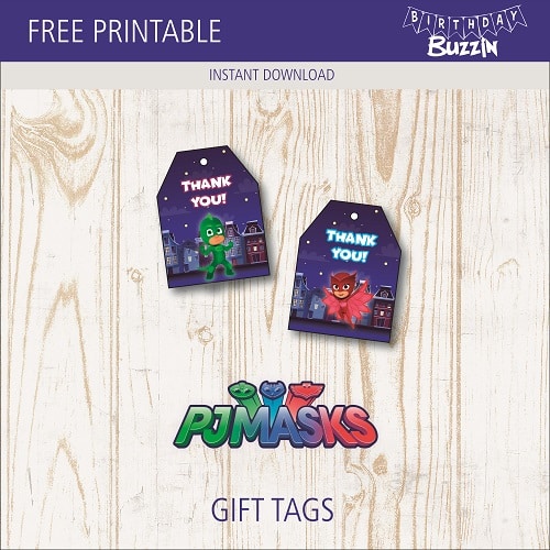 Free printable PJ Masks Favor Tags