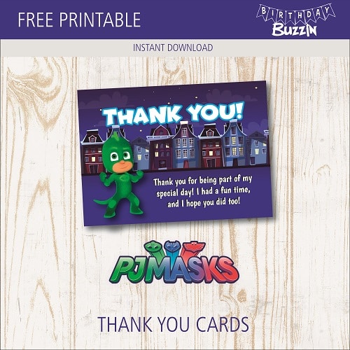 Free Printable PJ Masks Thank You Cards Birthday Buzzin