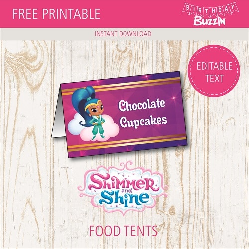Free printable Shimmer and Shine Food labels