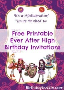 Free Printable Ever After High birthday invitations