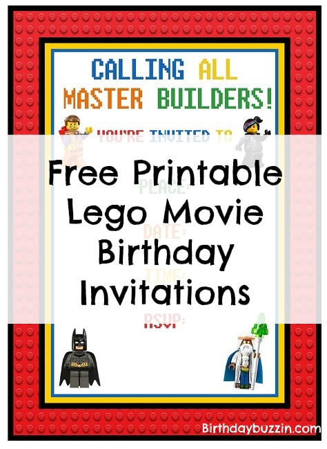 Free printable Lego Movie birthday invitations