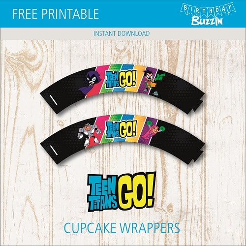 Free Printable Teen Titans Go Cupcake Wrappers