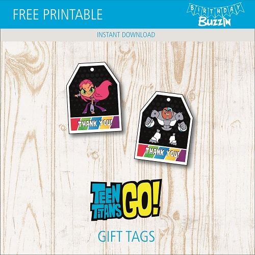 Free Printable Teen Titans Go Favor Tags