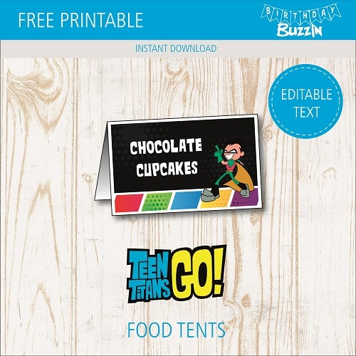 Free Printable Teen Titans Go Food Labels