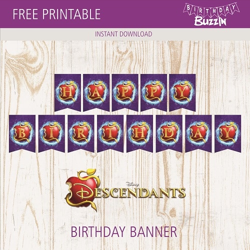 Free printable Descendants 2 Birthday Banner