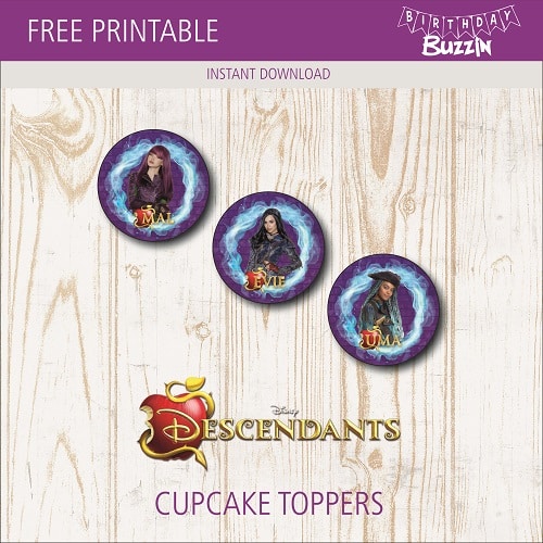 Free printable Descendants 2 Cupcake Toppers