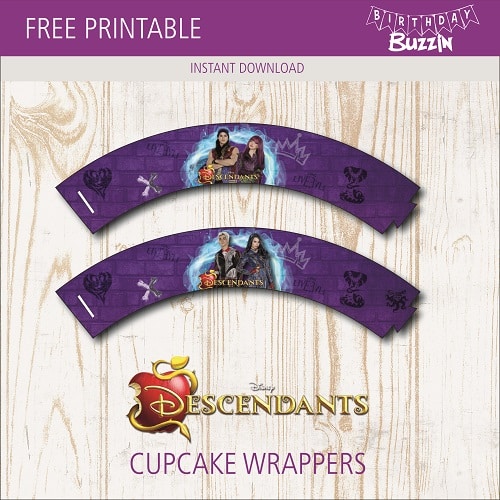 Free printable Descendants 2 Cupcake Wrappers