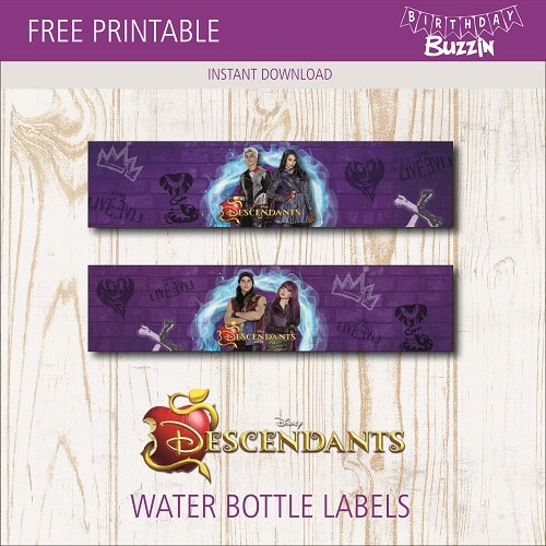 Free printable Descendants 2 Water bottle labels