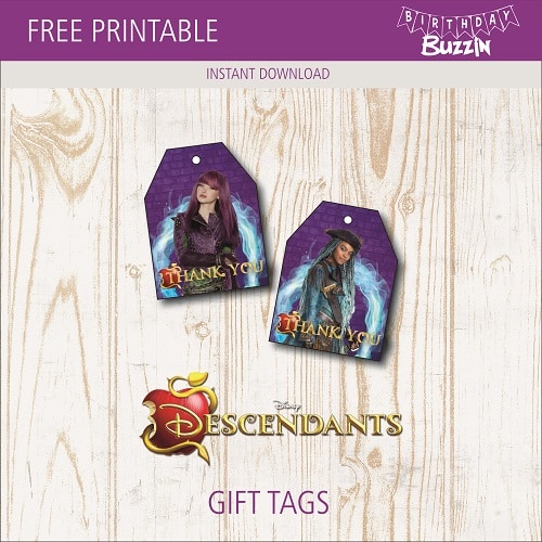 Free printable Descendants 2 favor Tags