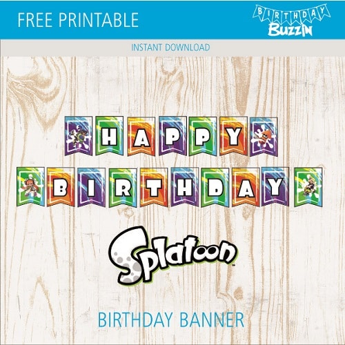 Free printable Splatoon Birthday Banner