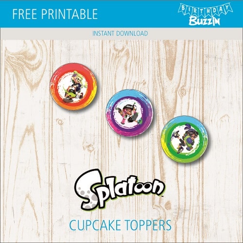 Free printable Splatoon Cupcake Toppers
