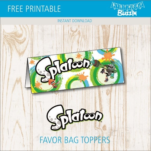 Free printable Splatoon Favor Bag Toppers