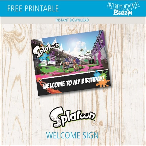 Free printable Splatoon Welcome Sign