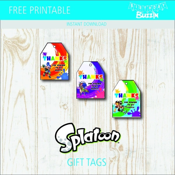 Free printable Splatoon favor tags