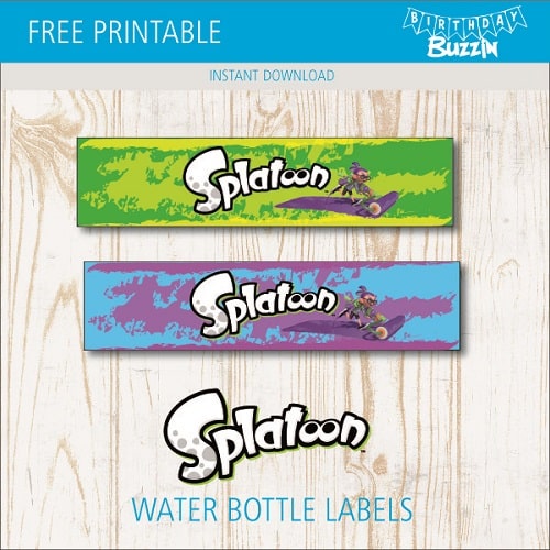 Free printable Splatoon water bottle labels