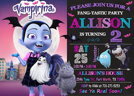 Vampirina birthday invitations