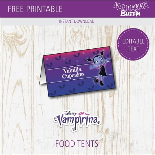 Free Printable Vampirina Food tents