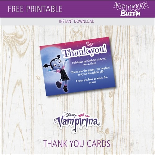 Free Printable Vampirina Thank You Cards