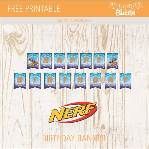 Free Printable Nerf Birthday Banner