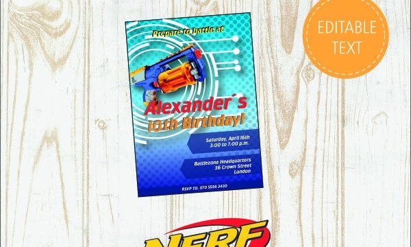 Free Printable Nerf Birthday Party Invitations