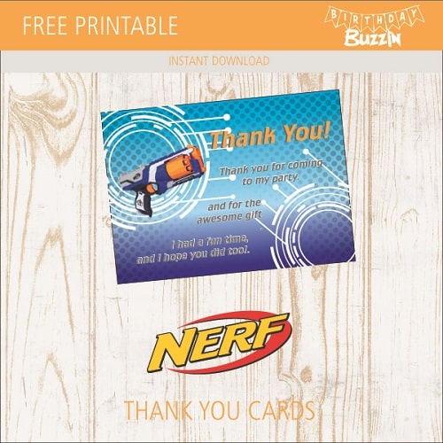 Free Printable Nerf Thank You Cards Birthday Buzzin