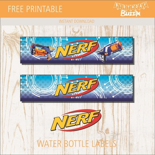 Free Printable Nerf Water bottle labels