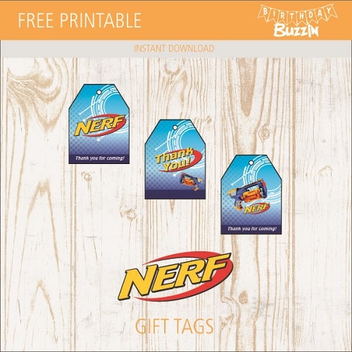 Free Printable Nerf favor Tags
